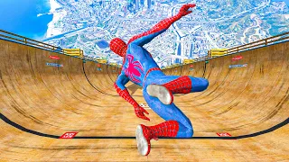 Spiderman vs Longest Ramp in GTA 5 - Jumping from Highest in GTA 5  (Spiderman Ragdolls)
