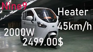 Nine9 full enclosed electric cabin scooter for adult-windproof electric trike-heater runner scooter