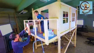 DIY Манкиту дети строят 2 этажный дом для детей / DIY playhouse for kids