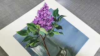 Lilacs  in Glass Vase ||  Step-by-step Easy Acrylic painting  For Beginners