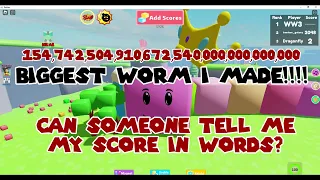 I made 154,742,504,910,672,540 Billion Score in WORM 2048 Roblox