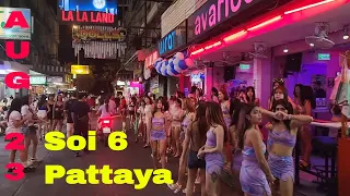 Pattaya Soi 6 to Beach Road Night Street Walk View Thailand