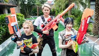 LTT Nerf War : SEAL X Warriors Nerf Guns Fight Criminal Cowboy Boss Catch Two Cunning Thief Girls