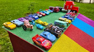 Disney Pixar Cars Fall Into The Red Water  Lightning McQueen Duc Hudson Sally Fillmore Sarge Sheriff
