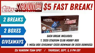 2020 Stadium Club Live Group Break + Mega Box Giveaways! Come Join The Fun!