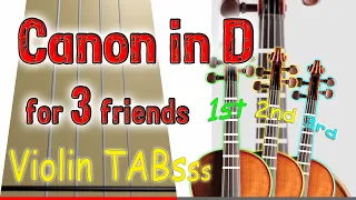Canon in D - Pachelbel - Violin Trio - Play Along Tab Tutorial