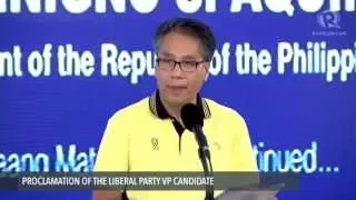 Administration standard bearer Mar Roxas introduces Congresswoman Leni Robredo as his running mate f