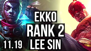 EKKO vs LEE SIN (JUNGLE) | Rank 2, 11/1/6, Dominating | KR Challenger | v11.19