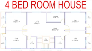 HOUSE PLAN DESIGN | EP 174 | 1400 SQUARE FT 4 BEDROOMS HOUSE PLAN | LAYOUT PLAN