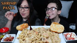 CREAMY SHRIMP PASTA MUKBANG | EATING SHOW