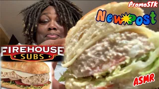 FIREHOUSE SUBS ASMR EATING A TUNA SUB & BBQ CHIPS | SUBSCRIBE TODAY