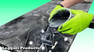 Use Epoxy To Resurface Countertops To Make A Faux Stone/Marble Look | DIY Countertop Remodel Ideas