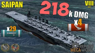 Aircraft Carrier Saipan 4 Kills & 218k Damage | World of Warships Gameplay