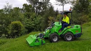 Avant 1200mm Flail Mower demonstration on an Avant 635 Mini Loader