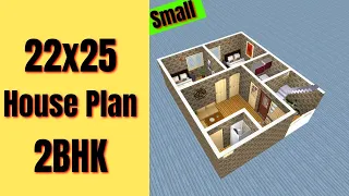 22x25 Small House Design 2BHK || 500 Sft Ghar Ka Naksha || 22x25 House Plan || 3D Home Design