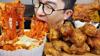 ASMR MUKBANGㅣ🔥SPICY TTEOKBOKKI & 🍗KOREAN FRIED CHICKENㅣEATING SHOW