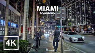 4K Walking in Downtown Miami - Nightlife in Brickell - Binaural City Sounds - USA - 2023