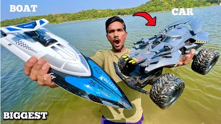 RC Fastest Tiger Shark Boat Vs Batman Batmobil Car Unboxing & Fight – Chatpat toy tv