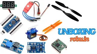 Unboxing parts from robu.in bldc motor,esc, motor driver, voltmeter,servos, Arduino