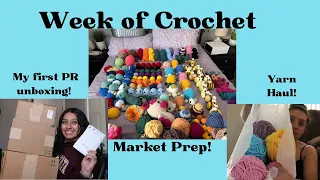 CROCHET WEEK 🦋 UNBOXING 📦 YARN HAUL 🧶 MARKET PREP OVERDRIVE !