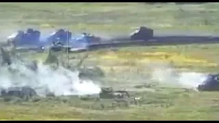 The battle of the Russian T-72 tank with the column of the Ukrainian army