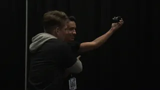 Power Rangers Brennan Mejia, William Shewfelt, and Nico Greetham backstage before WonderCon Panel