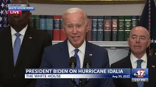 President Joe Biden gives remarks on Hurricane Idalia