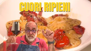 Cuori ripieni di ricotta, guanciale e pomodorini al forno - La ricetta di Giorgione