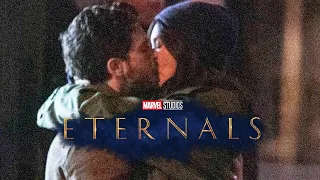 Black Knight (Kit Harington) Gets Intimate With Sersi (Gemma Chan) on the set of ‘Eternals’