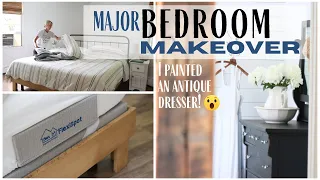 Bedroom Remodel ~ Flexispot Adjustable Bed ~ Farmhouse Style Bedroom ~ Antique Dresser Makeover