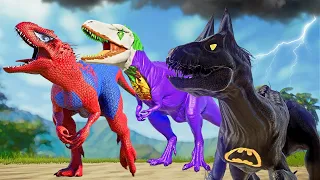 Jurassic World Evolution Batman vs Joker, Black Panther, Spiderman, Captain America Dinosaurs Fight!