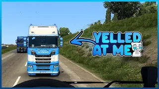 NOOBS on the road #28 - Yelled at me | Funny moments - ETS2 Multiplayer