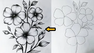 easy flower sketch drawing//easy step by step drawing//how to draw