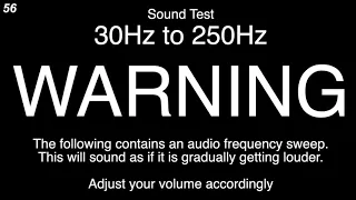 Subwoofer Bass Speaker Test | Frequency Sweep 30Hz to 250Hz | Studio Monitor Audio Test