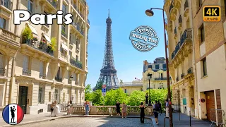 🇫🇷 Paris 16th arr. Rue des Eaux, Eiffel Tower, Trocadero, Av. Foch - Amazing Walking Tour [4K/60fps]