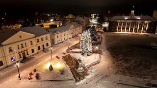 Город Йыхви. Jõhvi, teise advendi hommik. Jõhvi second advent morning. 4K Drone Video. 04.12.2022