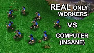 REAL Only Workers vs Insane Computer | No Towers No Militia | Warcraft 3