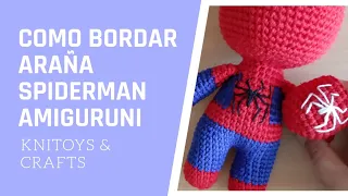 Cómo bordar araña para Spiderman amigurumi