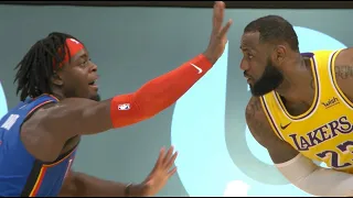 Ferocious defense with Hands all over LeBron's face forces him to chock and shoot air ball