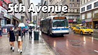 NYC Rain Walk In 5th Avenue - Walking From Flatiron District to Rockefeller Center - ASMR