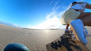 Beach EMPTY during Covid 19 lockdown - Noosa, Australia. Electric Skateboarding with the Gopro 360