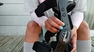 How to put on the Breg knee brace, and how to adjust the numbers on the side to unload the knee.