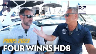 NEW FOUR WINNS HD8 seen at the Palm Beach Boat Show 2023 - The Boat Show