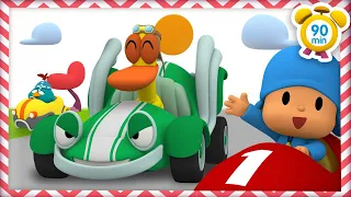 🚗 POCOYO in ENGLISH - Car Racing [ 90 minutes] | Full Episodes | VIDEOS and CARTOONS for KIDS