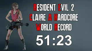 Resident Evil 2 Remake - Claire A Hardcore Speedrun Former World Record - 51:23