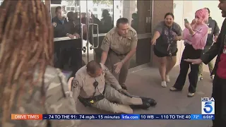 CHP officer draws gun during scuffle with protester