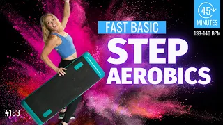 45 Min Fast Basic Step aerobics Cardio Workout  💦CDornerFitness #183 💦