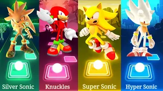 Silver Sonic vs Knuckles vs Super Sonic vs Hyper Sonic - Tiles Hop EDM Rush!!