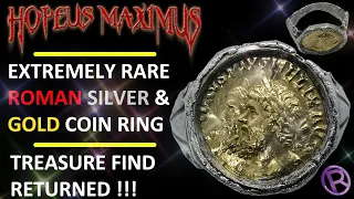 INCREDIBLE! ROMAN SILVER RING WITH GOLD AUREUS COIN INSET - TREASURE DISCLAIMED - UK METAL DETECTING