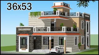 36x53 North Facing House Design With Vastu, North Facing Villa Design, Gopal Architecture